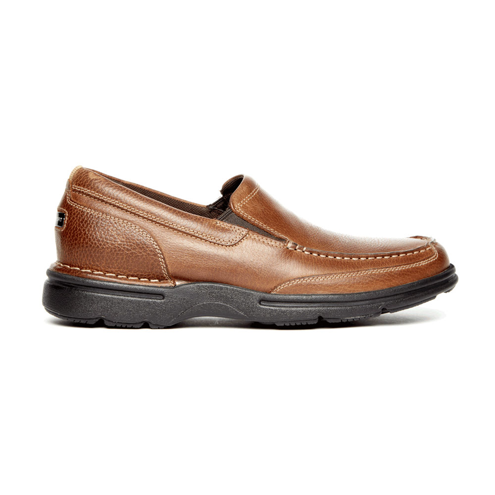 Rockport Mens Slip-On Brown - ProWalker Eureka Plus - UK 704-DTUWGO